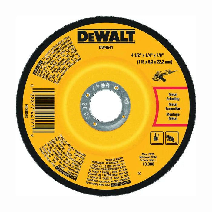 DeWalt 4-1/2" x 1/4" x 7/8" Metal Grinding Wheels Type 27 Fast Cutting Abrasive - 25 Quantity