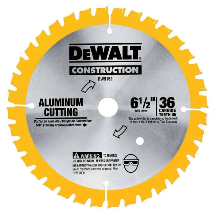 DeWalt 6-1/2" 36-Tooth Metal Cutting Circular Saw Blade Aluminum