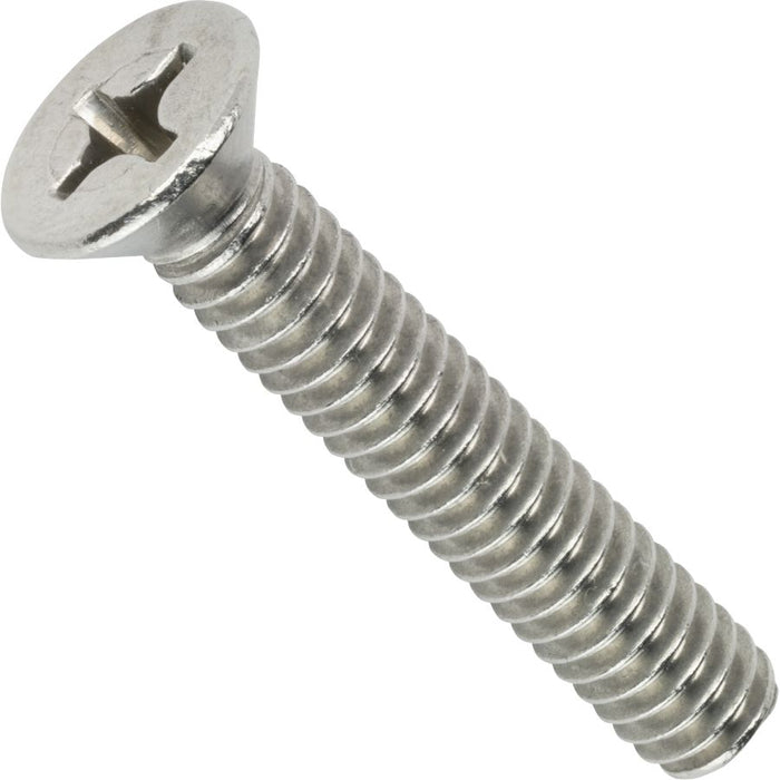 Kanebridge #5/16-18 x 2-1/4" Phillips Flat Head Fully Threaded 18-8 Stainless Steel Thread Cutting Screws - 100 Qty