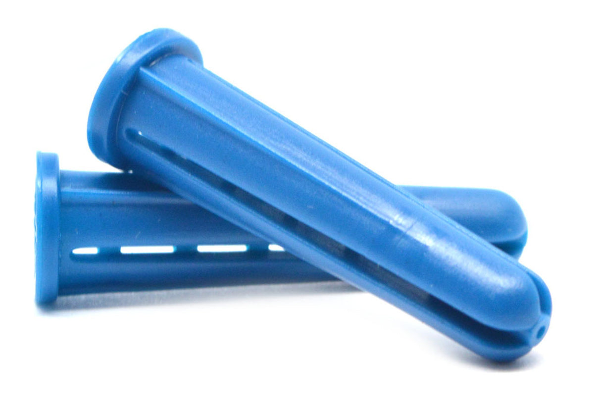 2500 Count 10-12 X 1 Inch Blue Conical Plastic Wall Anchors - Made In USA