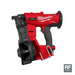 Milwaukee cordless coil roofing nailer with ergonomic handle and compact design.
