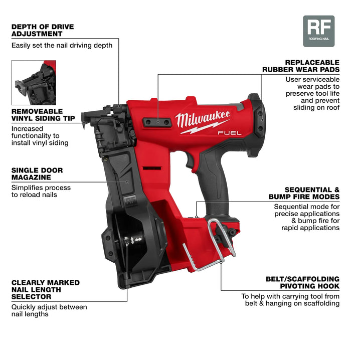 Milwaukee 11.6" M18 FUEL Coil Roofing Nailer