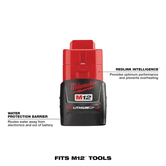Milwaukee M12 REDLITHIUM Compact 1.5 AH Battery Pack