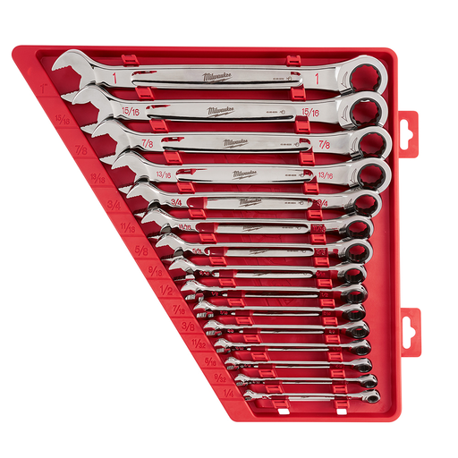 milwaukee 15 piece sae combination wrench set in storage tray