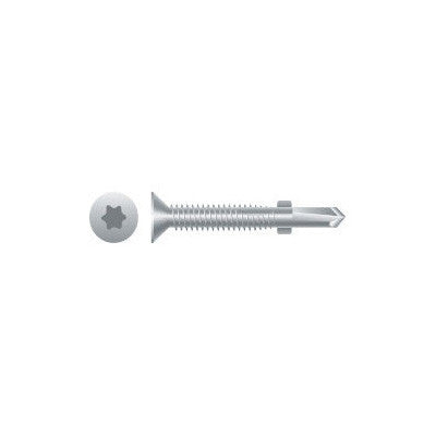 Intercorp #12-24 x 2-1/2" Star Drive Flat Head Reamer Self-Drilling Screws with Wings, 410 Stainless Steel - 1000 Qty