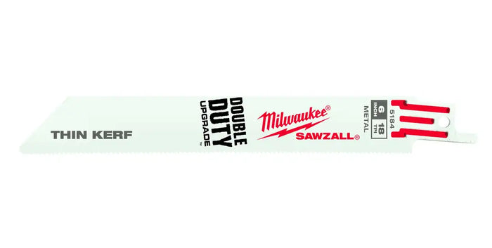 Milwaukee SAWZALL 6 inch 18 TPI thin kerf blade for metal and pipe cutting