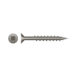Intercorp #8 x 1-5/8" Square Drive Flat Head Particle Board Screws, Plain and Lubed - 5000 Qty