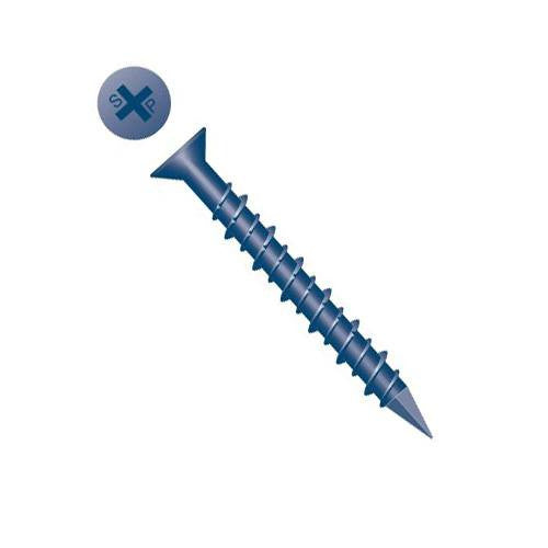 Intercorp 3/16" x 1-1/4" Strongcon Phillips Flat Head Concrete Screws, Diamond Point, Blue Ceramic Coating - 5000 Qty