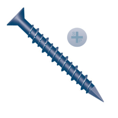 Intercorp 1/4" x 2-3/4" Strongcon Phillips Flat Head Concrete Screws, Diamond Point, Blue Ceramic Coating - 1000 Qty