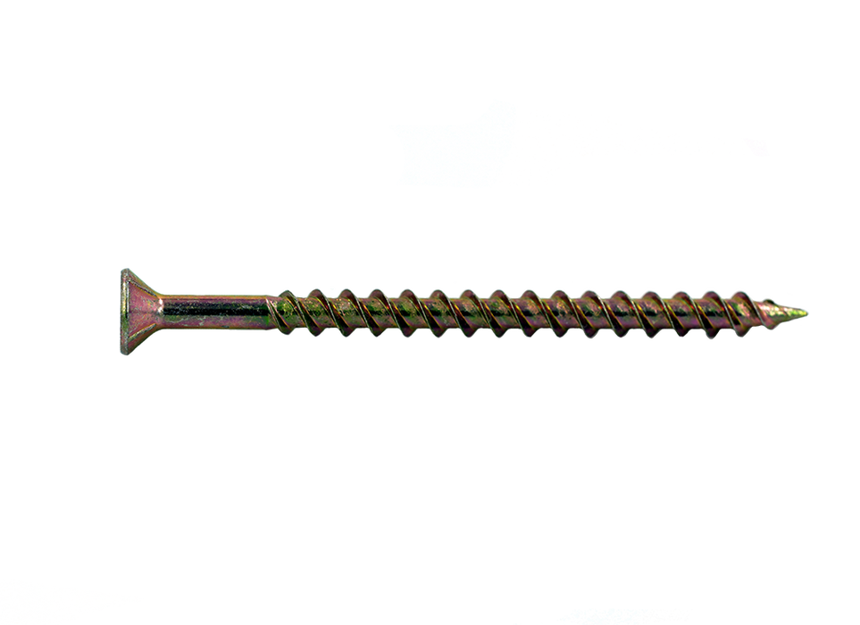 Muro #8 X 2-1/2" Twinfast Thread Screw, Flat Head, #2 Square Drive, Sharp Point Screw Tip, Yellow Zinc Coating - 1800 Pcs