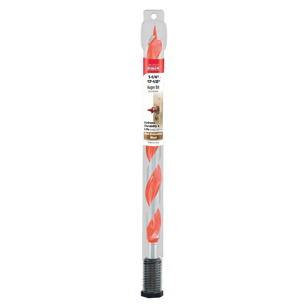 Diablo 1-1/4" x 17-1/2" Auger Bit for Wood and Nail-Embedded Wood