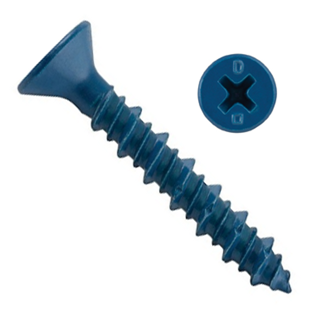 Dewalt UltraCon®+ 3/16" x 2-1/4" Concrete Screw Anchors, Phillips Flat Head, #2 Drive Size, Blue 100pcs