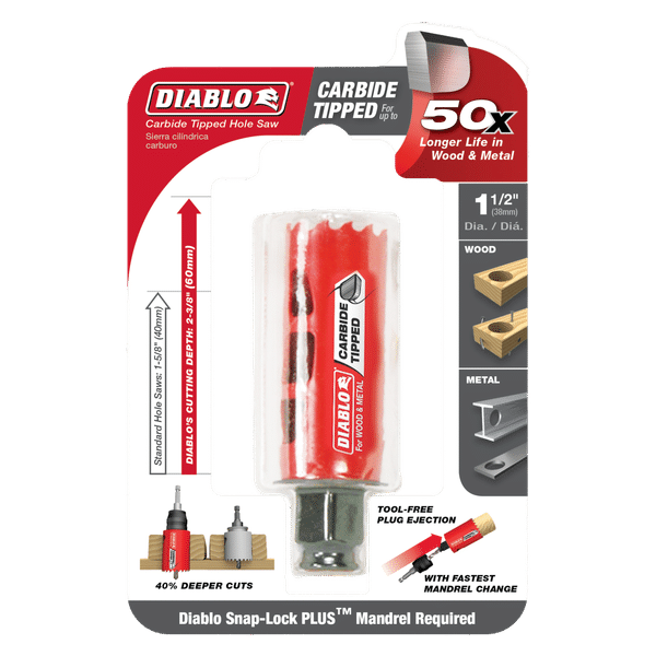 Diablo 1-1/2" x 38mm Carbide Teeth Hole Saw for Wood and Metal