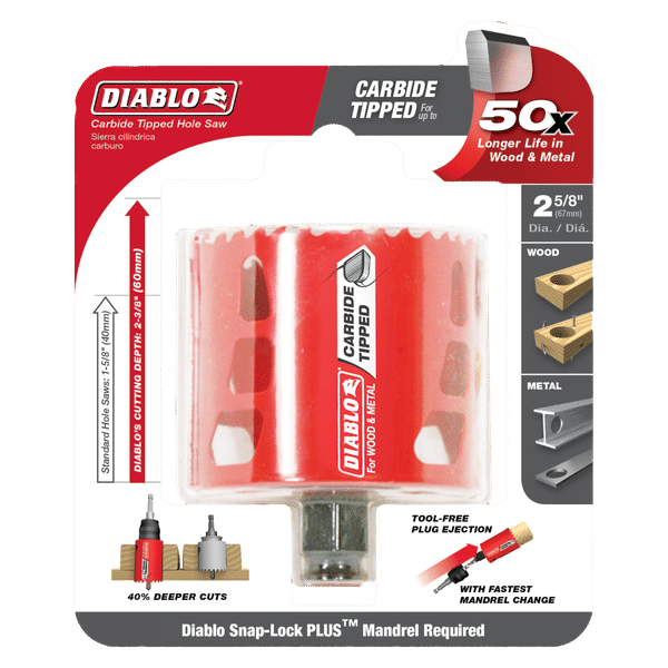 Diablo 2-5/8" x 67mm Carbide Teeth Hole Saw for Wood and Metal