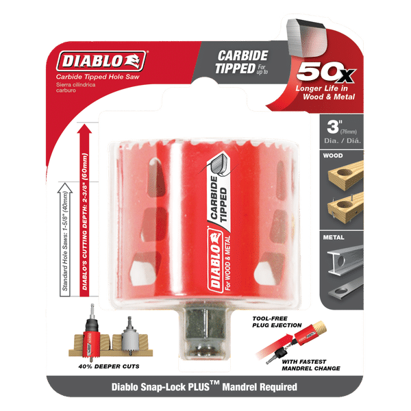 Diablo 3" x 76mm Carbide Teeth Hole Saw for Wood and Metal