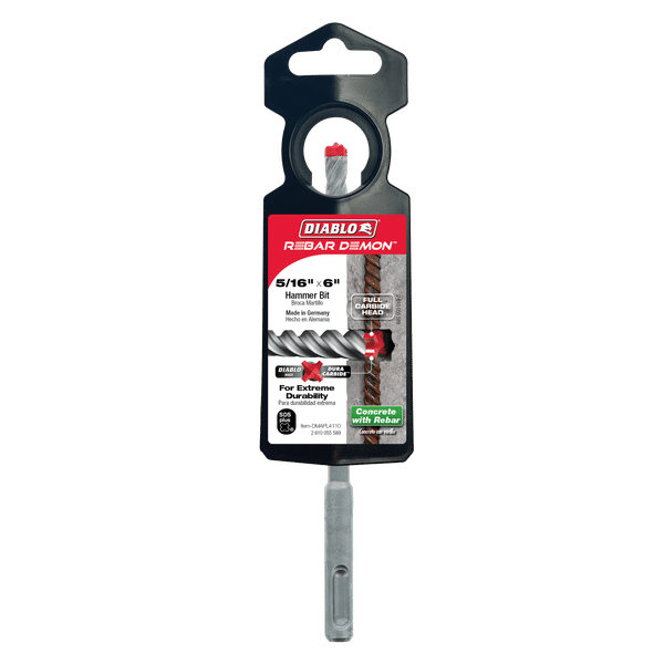 Diablo 5/16" x 6" Rebar Demon SDS-Plus 4-Cutter Full Carbide Head Hammer Drill Bit