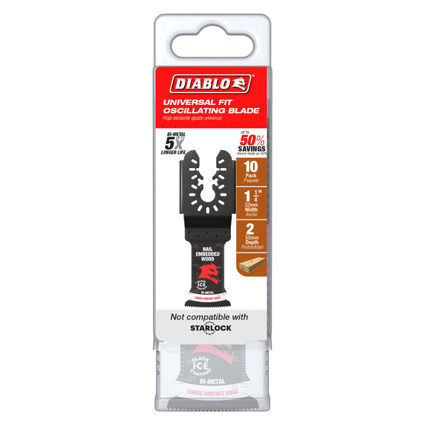 Diablo 1-1/4" Demo Demon Universal Fit Bi-Metal Oscillating Blades for Nail-Embedded Wood - 10/Pack