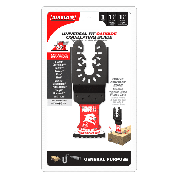 Diablo 1-1/4" AMPED Demo Demon Universal Fit Carbide Teeth Oscillating Blade for General Purpose Cuts