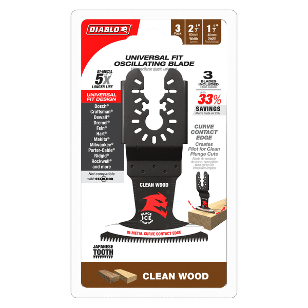 Diablo 2-1/2" Demo Demon Universal Fit Bi-Metal Oscillating Blades for Clean Wood - 3/Pack