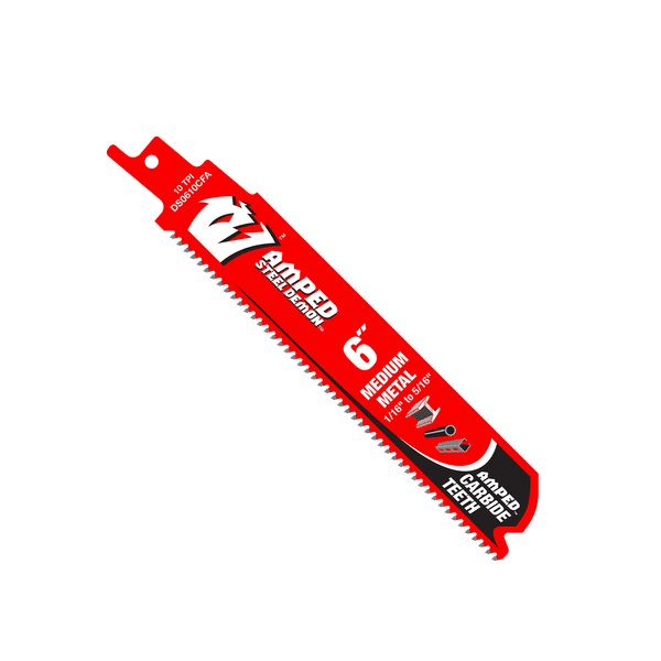 Diablo 6" x 10-TPI AMPED Steel Demon Carbide Teeth Reciprocating Saw Blade for Medium Metal - 3/Pack