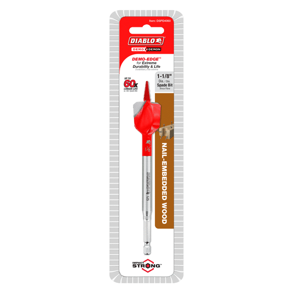Diablo 1-1/8" x 6" Demo Demon Spade Bit for Nail-Embedded Wood