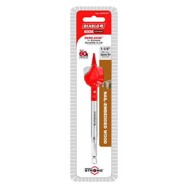 Diablo 1-1/4" x 6" Demo Demon Spade Bit for Nail-Embedded Wood