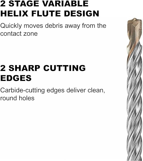 DeWalt 3/16" x 4-1/2" x 6-1/2" Rock Carbide SDS+ Hammer Bit - 25 Qty