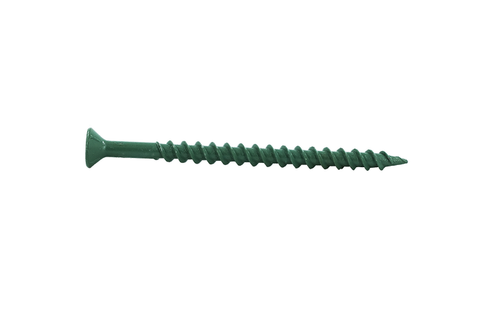 Muro #8 X 2-1/2" Twinfast Coarse Thread Screw, Flat Head, #2 Square Drive, Type 17 Screw Tip, Epoxy Shield Guard Coating, Green Coil  