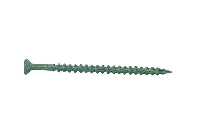 Muro #8 X 3" Twinfast Coarse Thread Screw, Flat Head, #2 Square Drive, Type 17 Screw Tip, Epoxy Shield Guard Coating, Green Coil - 900 Pcs