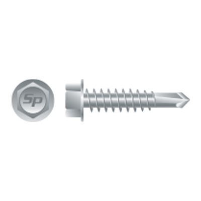 Intercorp #14 x 7/8" Unslotted Indented Hex Washer Head Self Drilling Screws, #1 Point, Strong-Shield - 3000 Qty