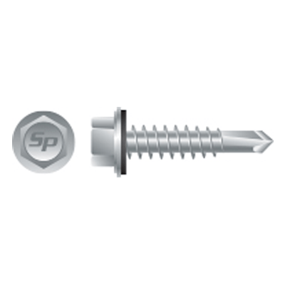 Intercorp #12 x 2" Unslotted Indented Hex Washer Head Self Drilling Screws with Bonded NEO-EPDM Washer, Strong Shield - 1500 Qty