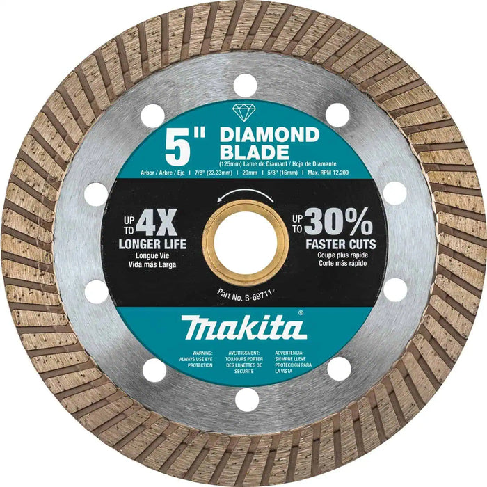   50% off on Makita 5-inch turbo rim diamond blade with segmented turbo edge for fast, smooth cutting of concrete, masonry, and stone.