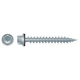 Intercorp #9-15 x 3" PoleGripper Unslotted Indented Hi-Hex Washer Head Roofing Screws with Shoulder and EPDM Bonded Washer, 304 Stainless Steel - 1000 Qty