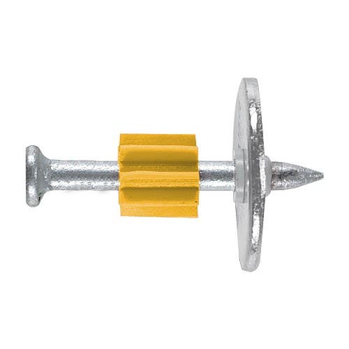 50% off DeWalt drive pin with 0.300 inch head, 0.145 inch shank diameter, and 7/8 inch washer for concrete fastening