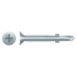 Intercorp #10-16 x 1-5/8" Phillips Flat Head Reamer Self-Drilling Screws with Wings Self-Drilling Screws, Zinc-Plated - 4000 Qty