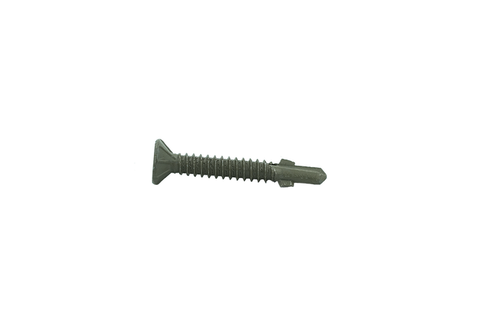 Muro M6 X 45 Mm (#14 X 1-3/4") Self Tapping Thread Screw, #3 Square Drive, Self Drilling Screw Tip, Epoxy Shield Guard Coating, Gray Coil - 1800 Pcs