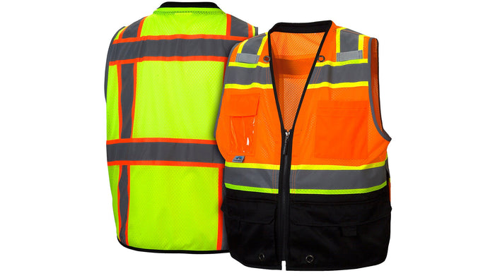 Pyramex Hi-Vis Orange Polyester Mesh Safety Work Vest - 3XL
