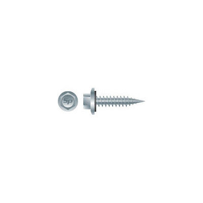 Intercorp #14-10 x 2-1/2" PoleGripper Unslotted Indented Hex Washer Head Roofing Screws with Bonded Washer, 304 Stainless Steel - 1000 Qty
