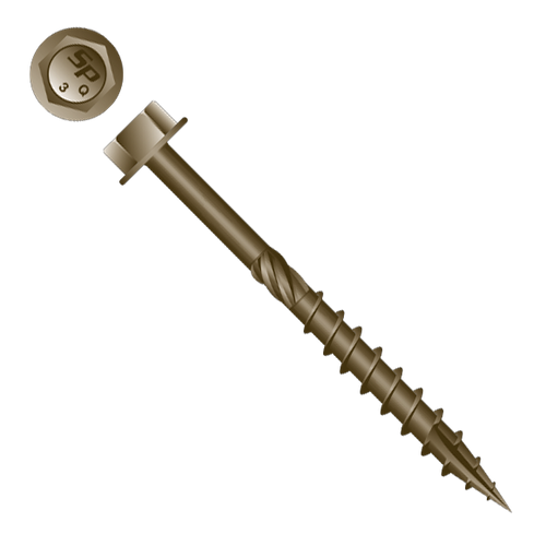 Intercorp 1/4" x 4" Unslotted Hex Washer Head Type 17 Timber Screws, Knurl, WAR - 500 Qty