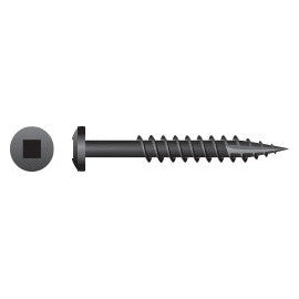 Intercorp #6 x 1-1/4" Square Drive Pan Head Fine Thread Type 17 Wood Screws, Black Oxide - 8000 Qty