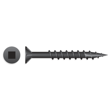 Intercorp #8 x 1-1/2" Square Drive Flat Head Nibs Type 17 Particle Board Screws, Black Oxide - 6000 Qty