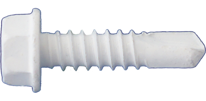 Daggerz 10" x 3/4"- 5/16" Hex Washer Head White Self Drill Screws - 1Pcs