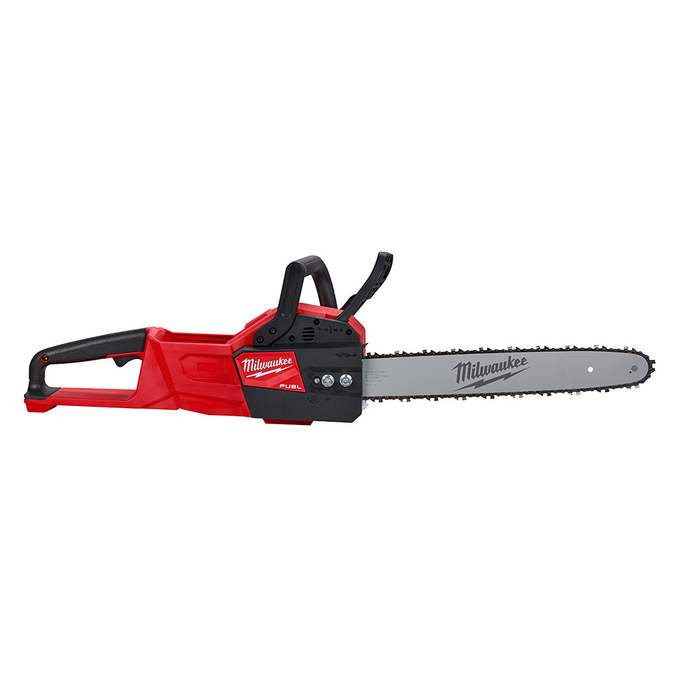 Milwaukee M18 FUEL 16" cordless chainsaw for cutting and trimming.